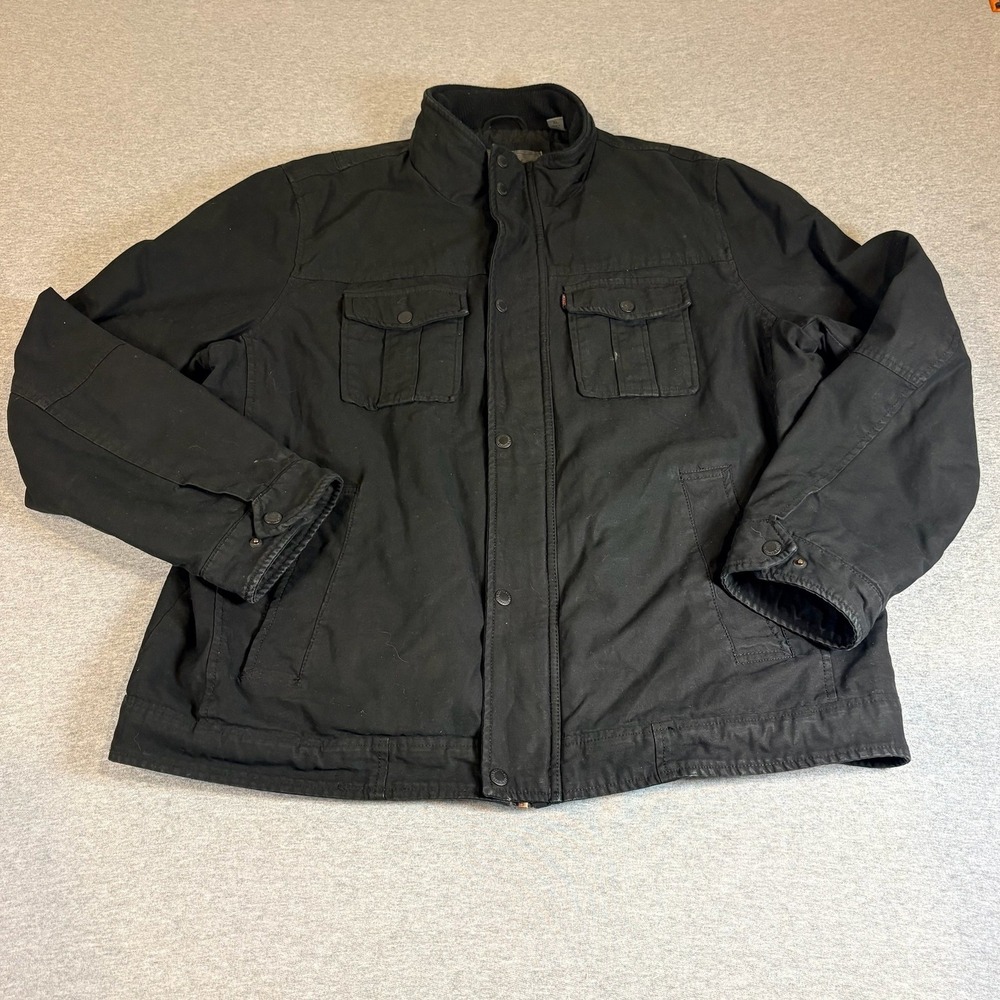 Levi's Field Jacket Mens XL Black Cotton Quilted Lined Canvas Utility Coat